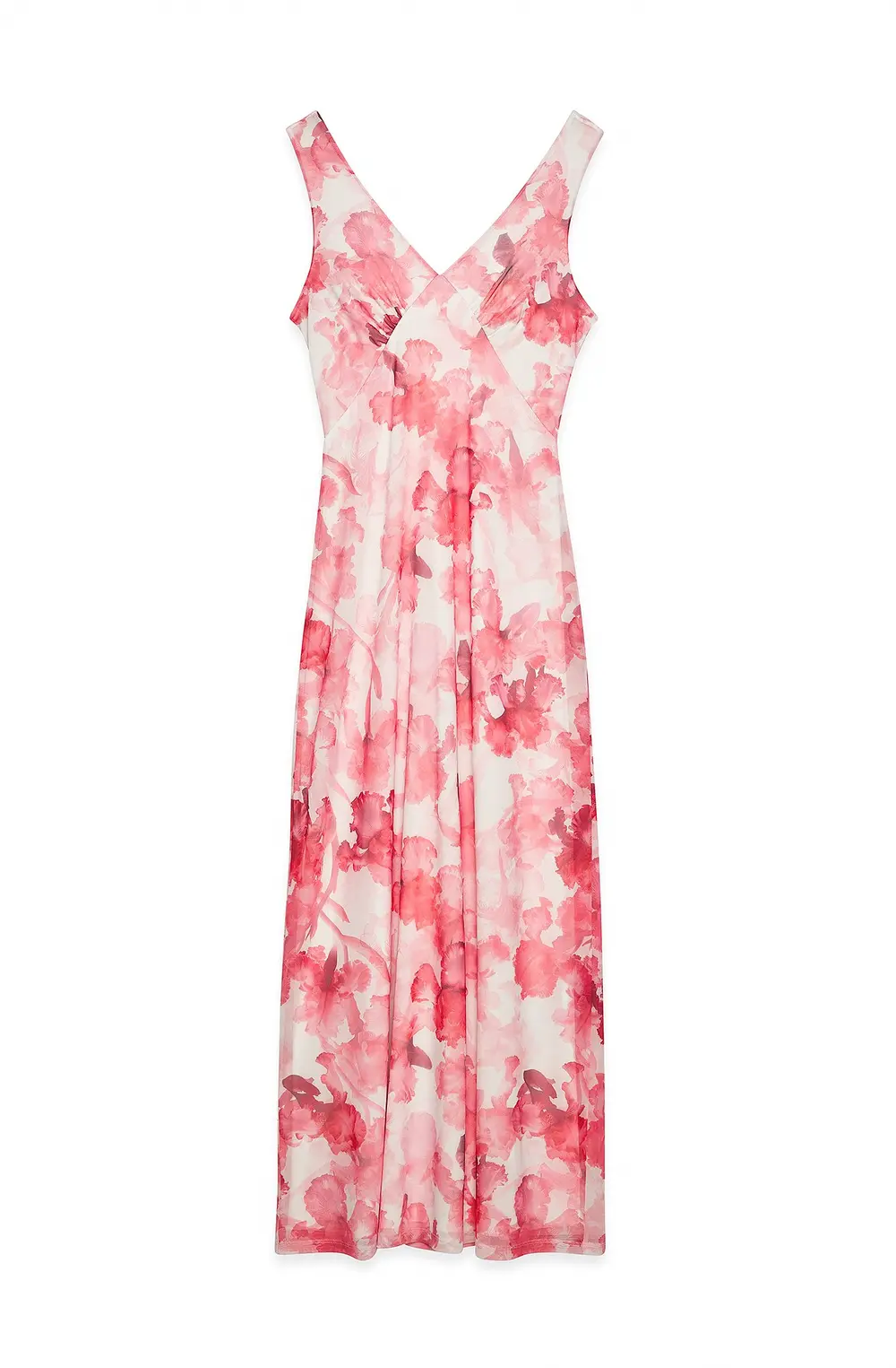 V-Neck Maxi Mesh Dress Pink