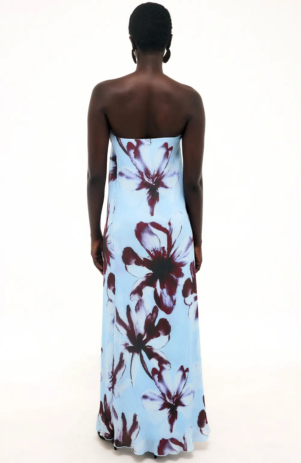 Plisse Maxi Tube Dress Blue