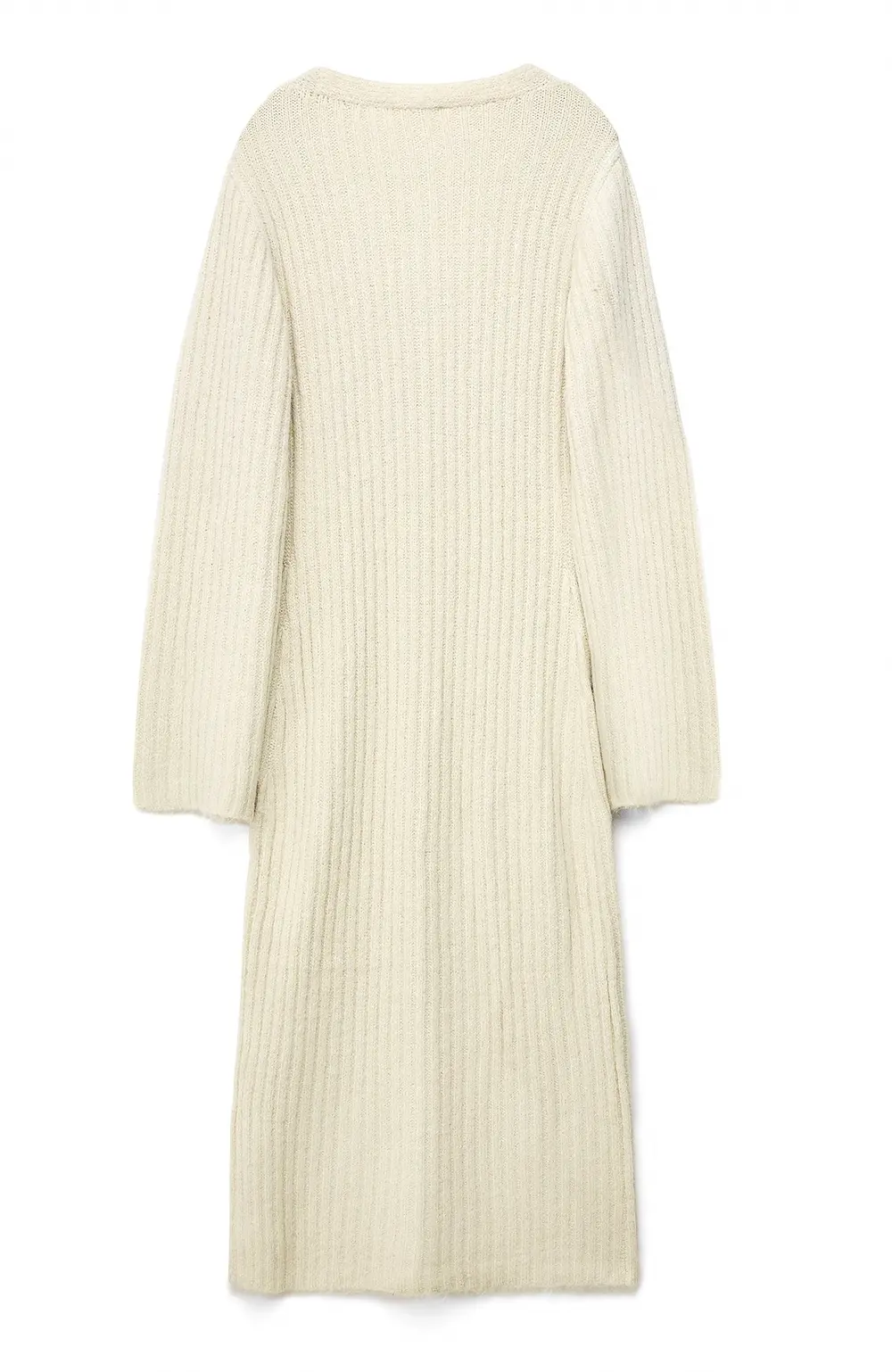 Knitted Wool Blend Cardigan Maxi Dress Offwhite