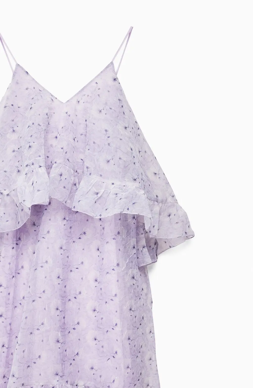 Organza V Neck Volume Maxi Dress Purple