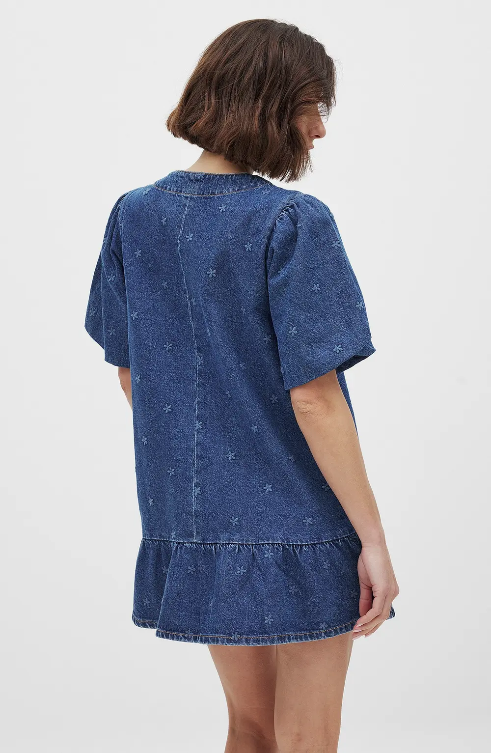 Denim Tie Mini Dress Blue