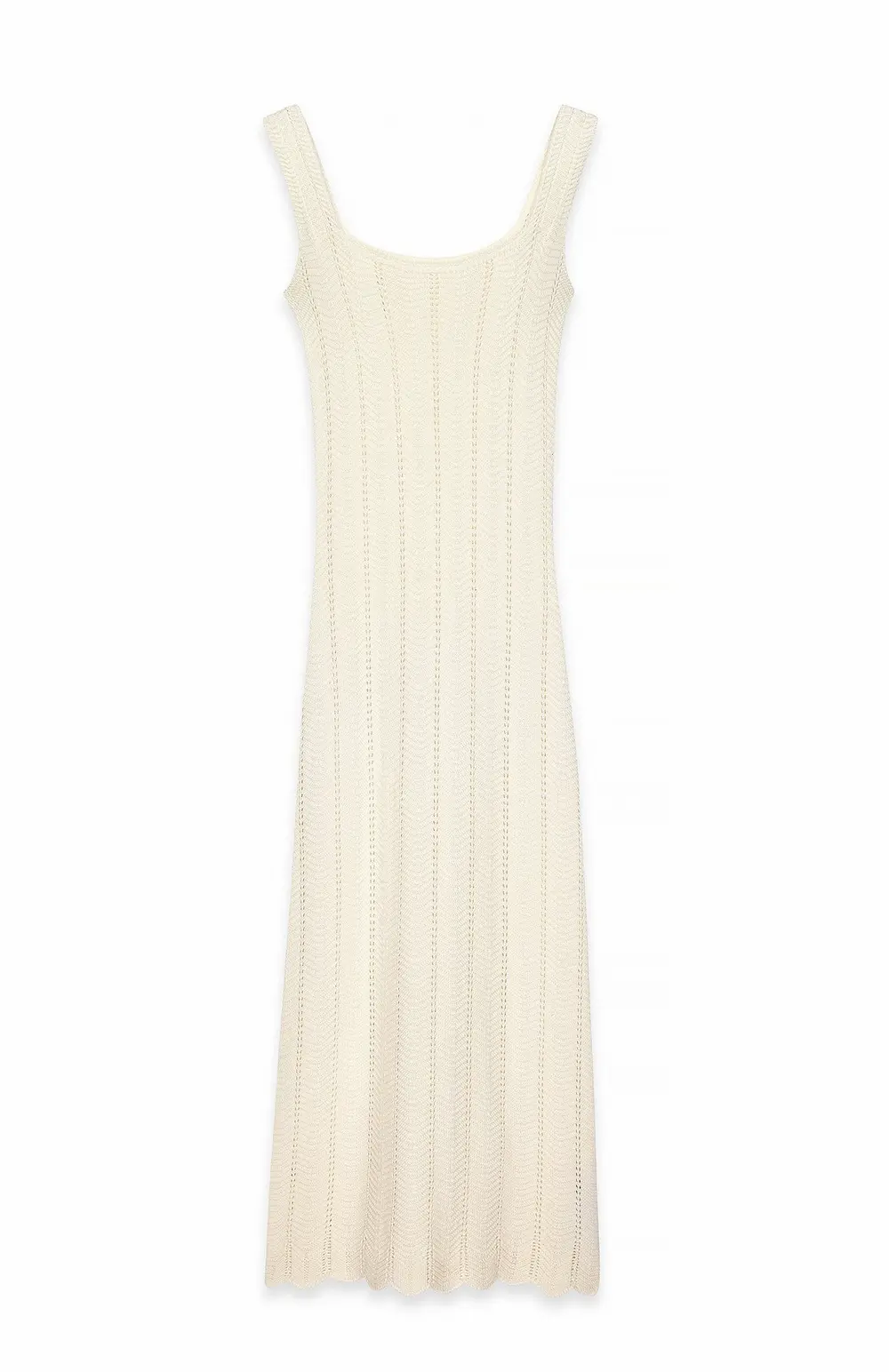 Knitted Flowy Midi Dress Offwhite