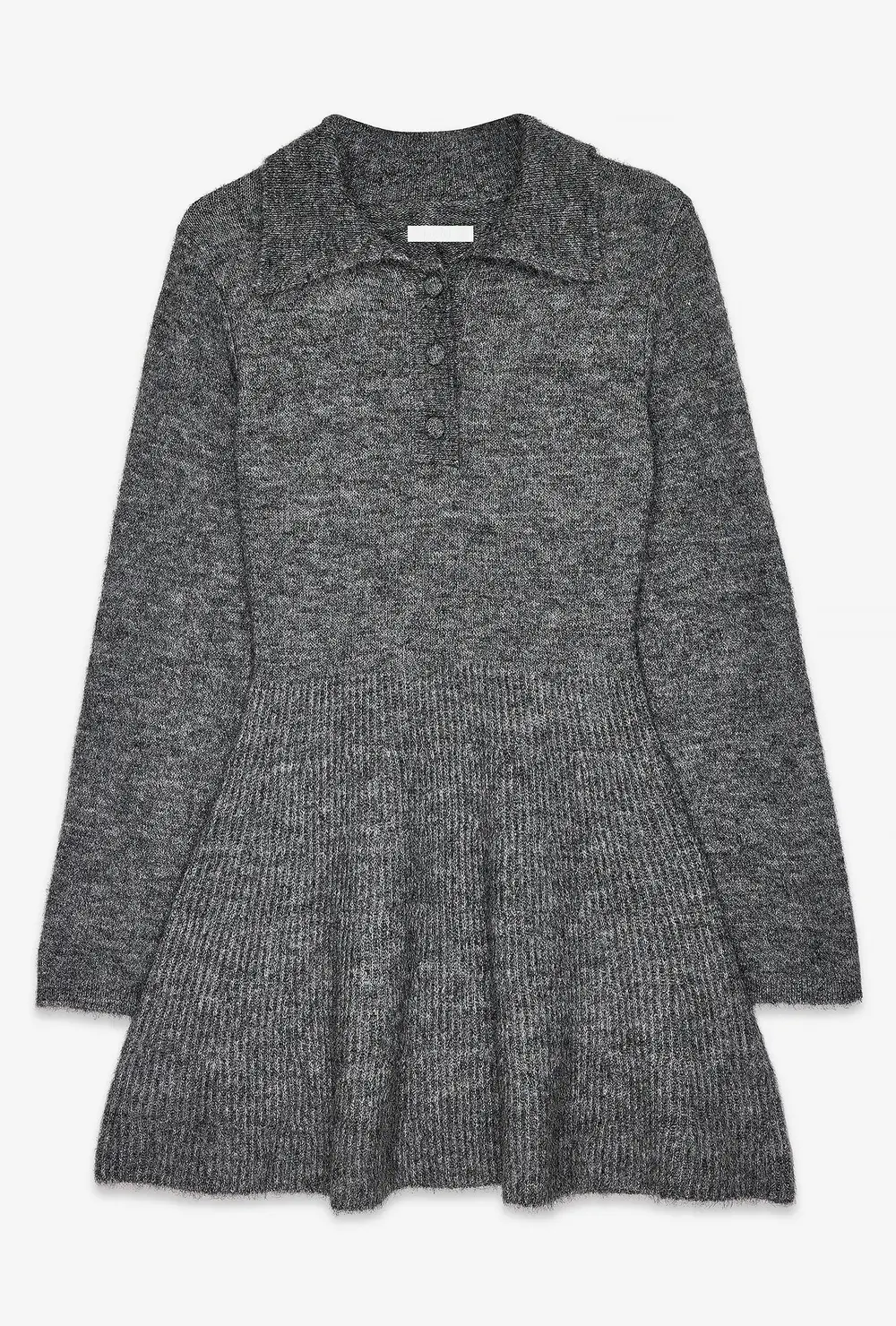 Knitted Flare Mini Dress Grey
