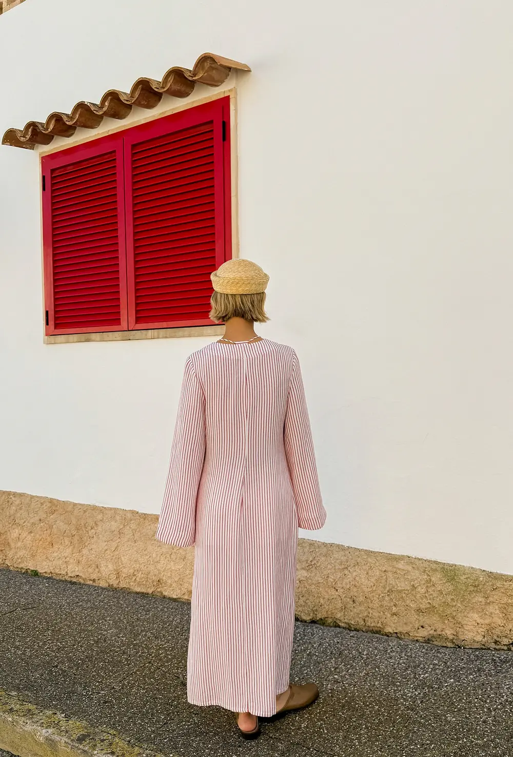 Linen Blend Striped Caftan Stripe