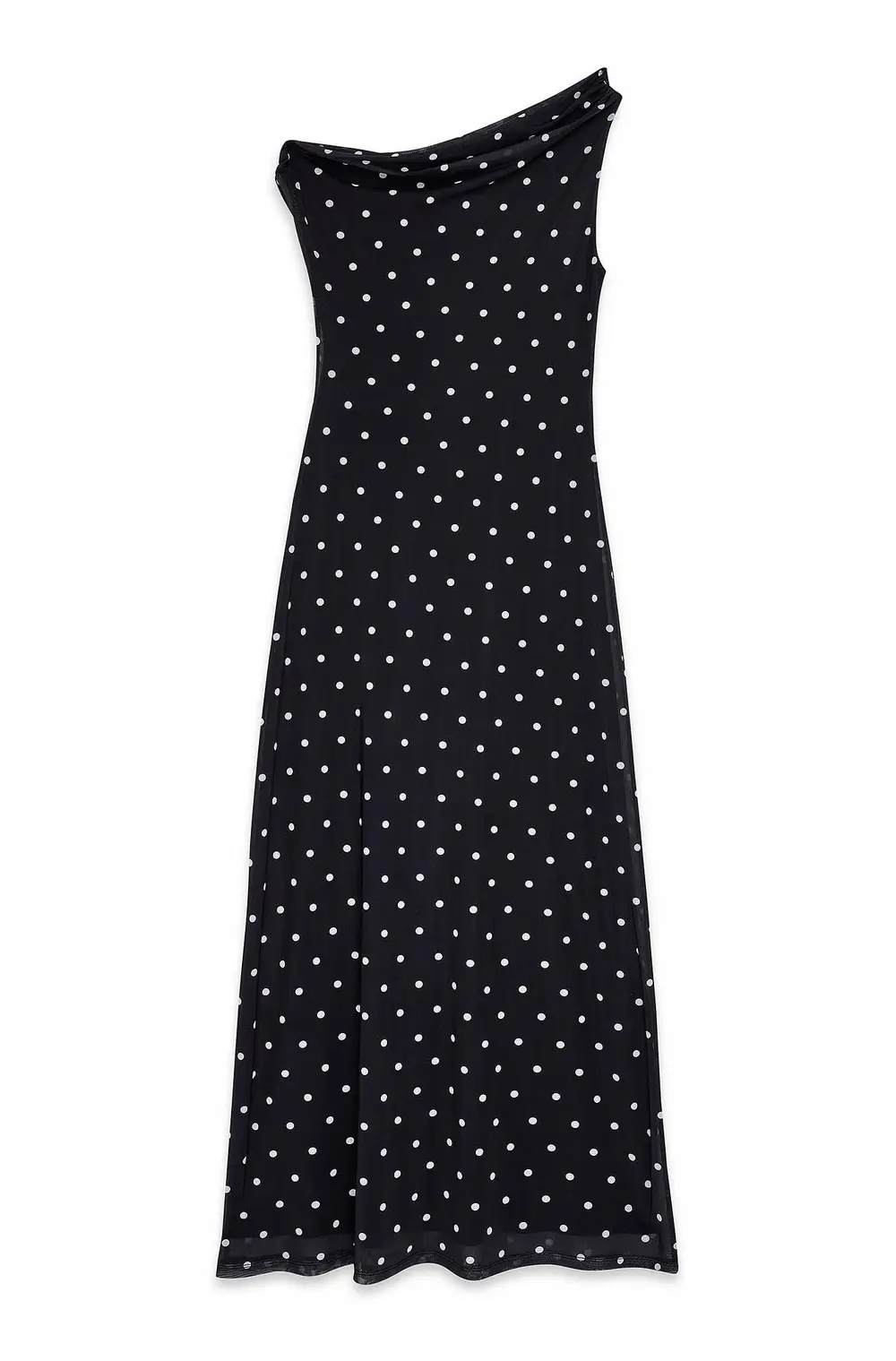 Draped Maxi Mesh Dress Black