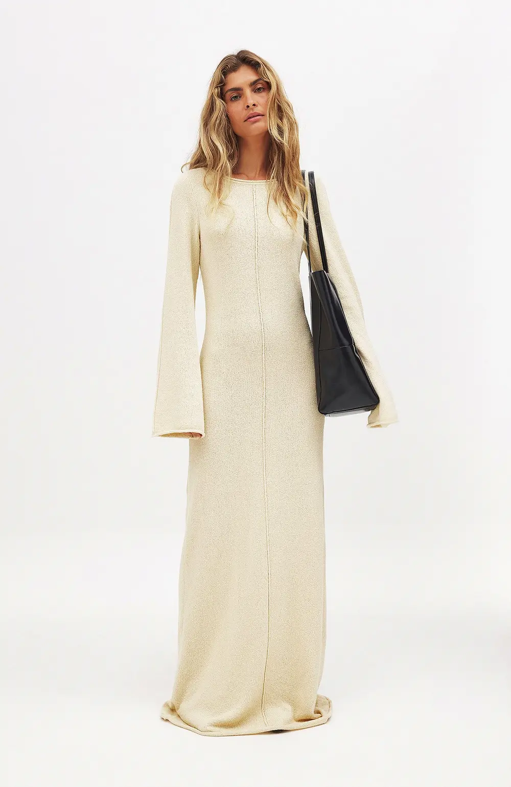 Fine Knitted Maxi Dress Beige