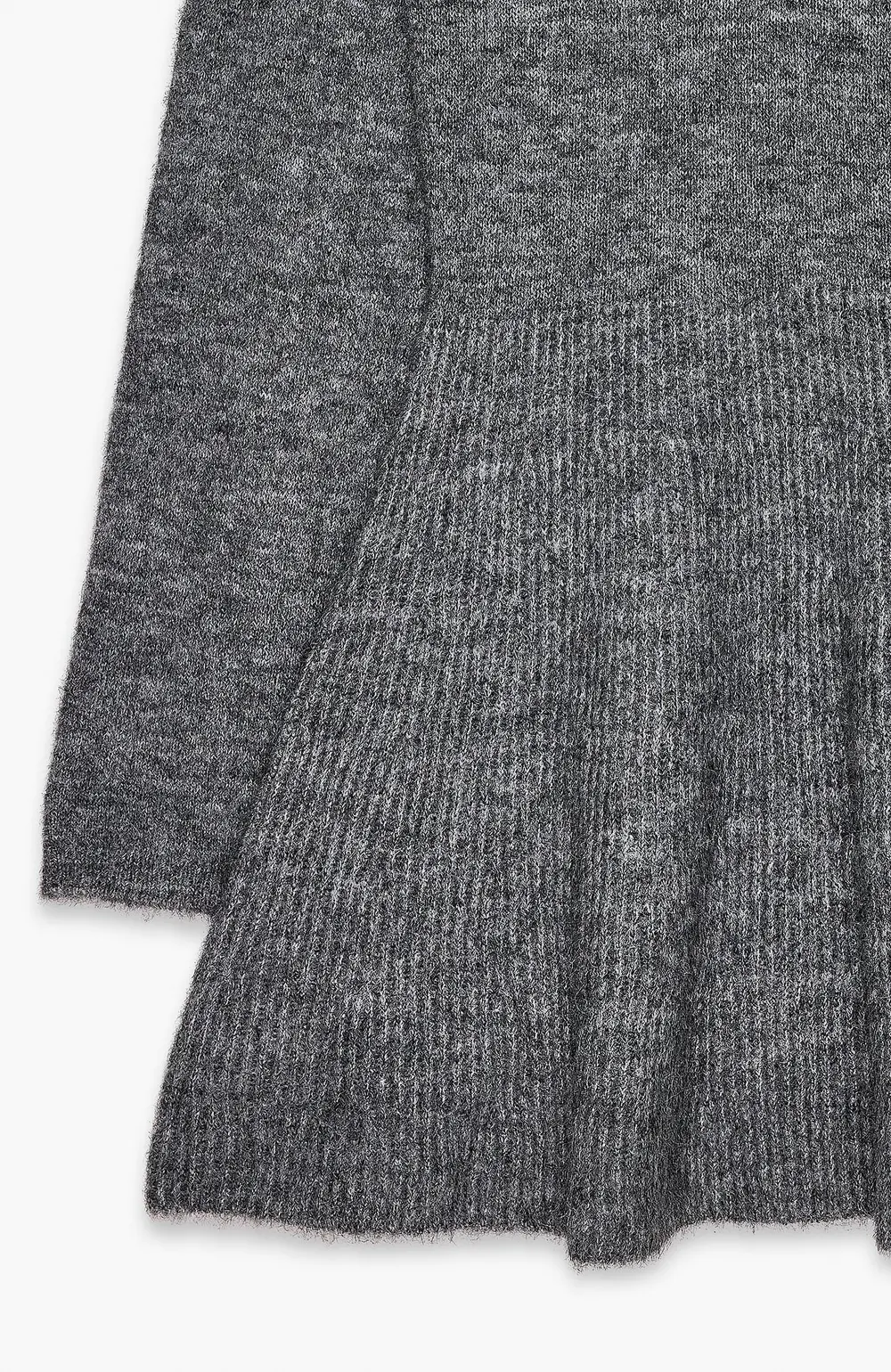 Knitted Flare Mini Dress Grey