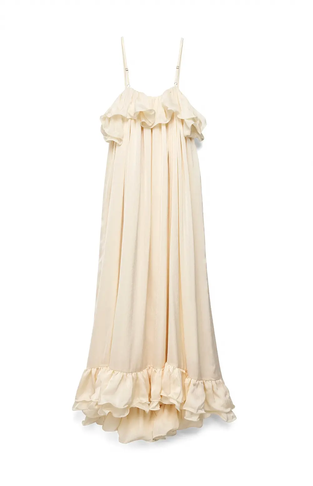 Ruffle Volume Maxi Dress Offwhite