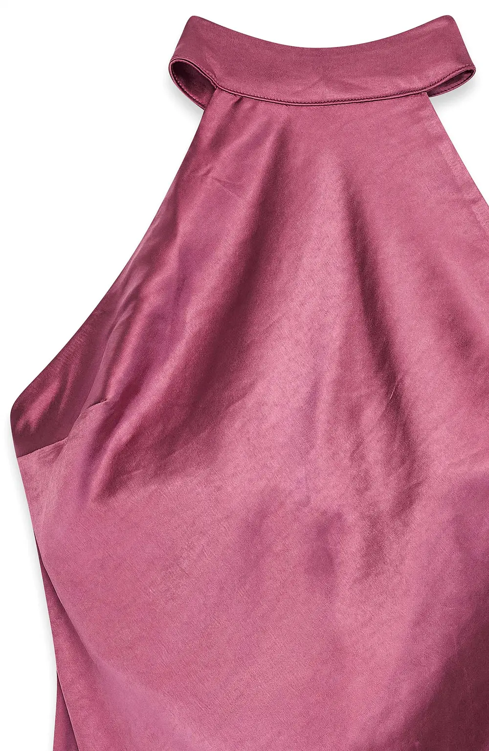 Hammered Satin Tie Back Mini Dress Pink