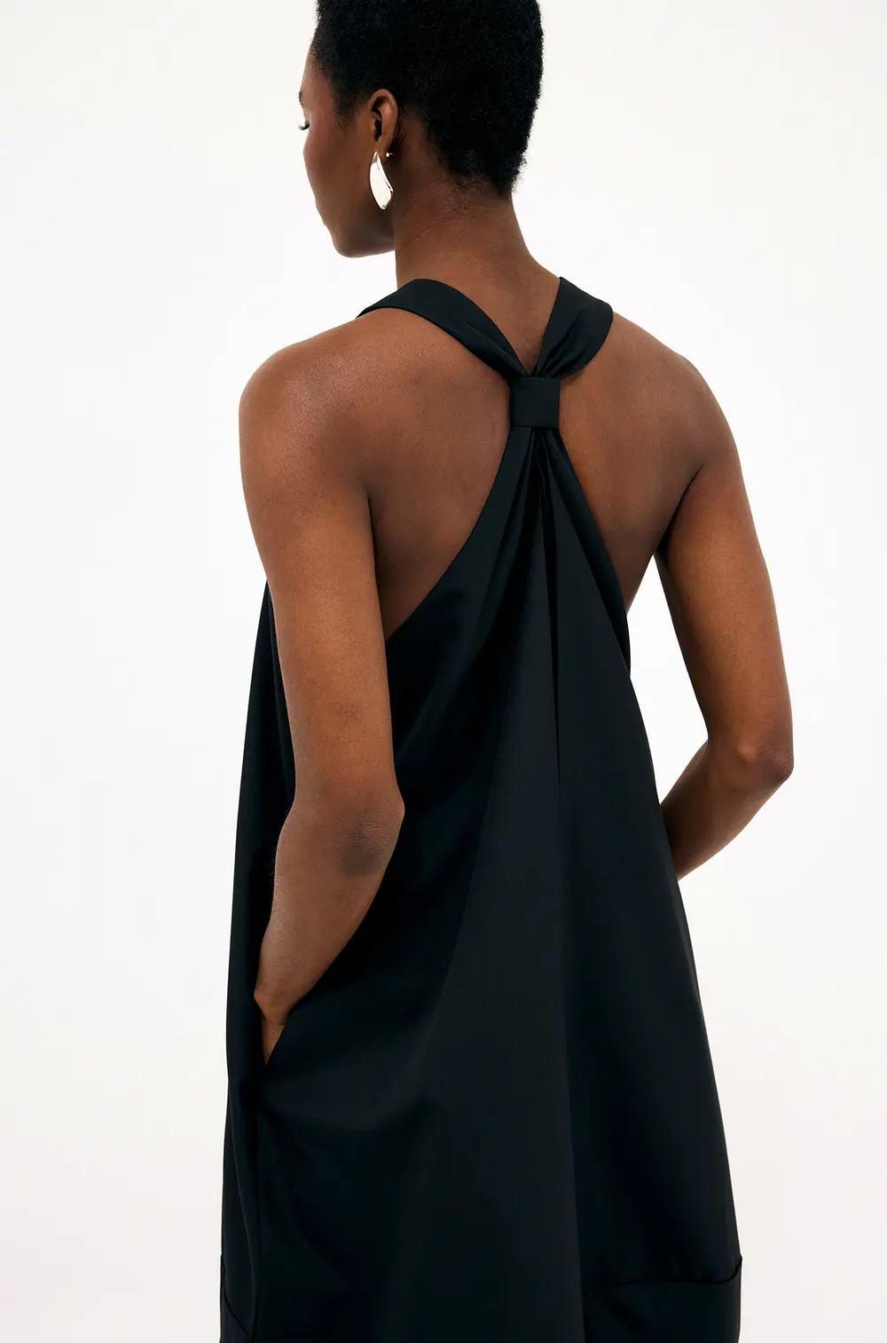Wool Blend Midi Dress Black