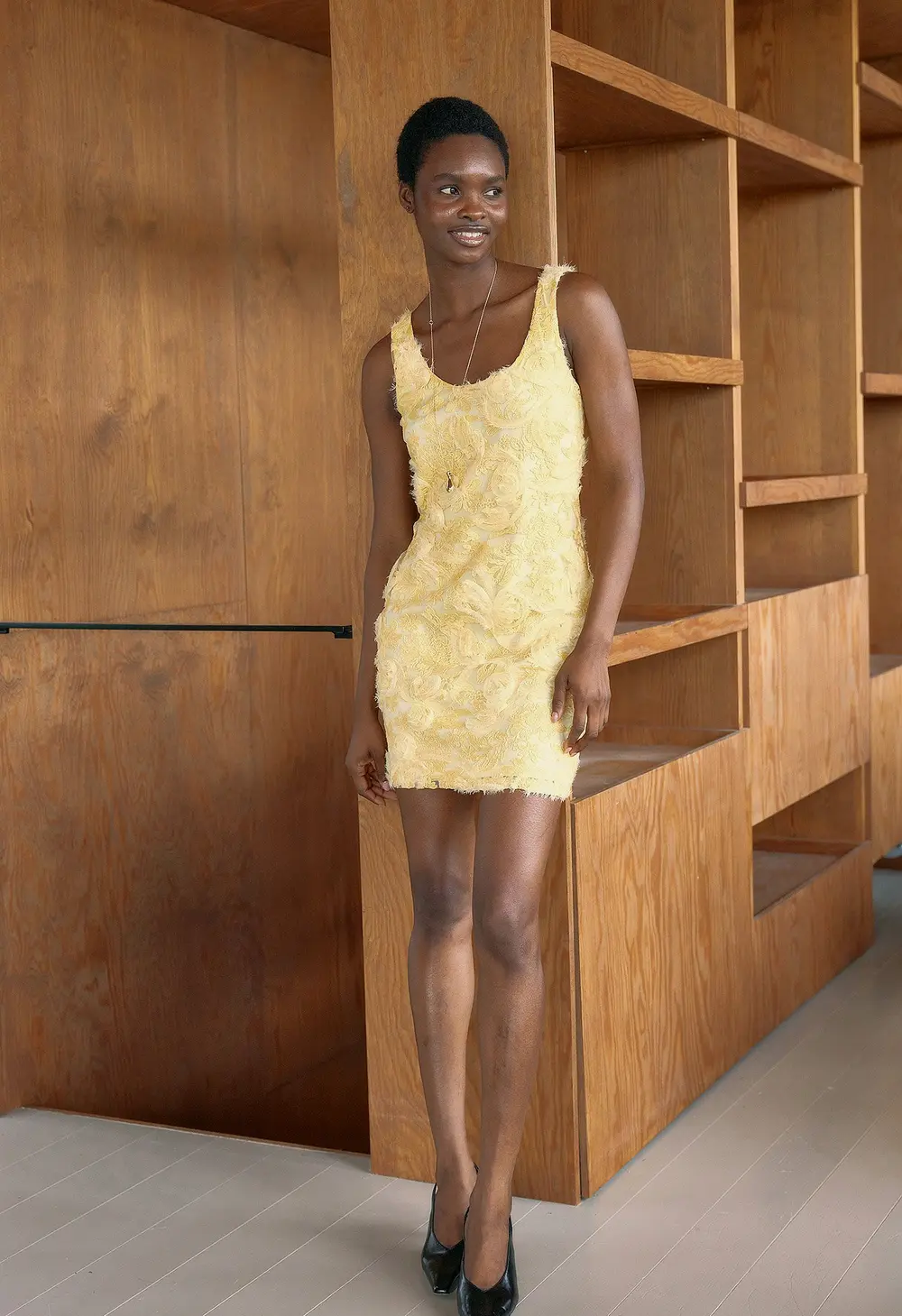 V-Neck Mini Dress Yellow