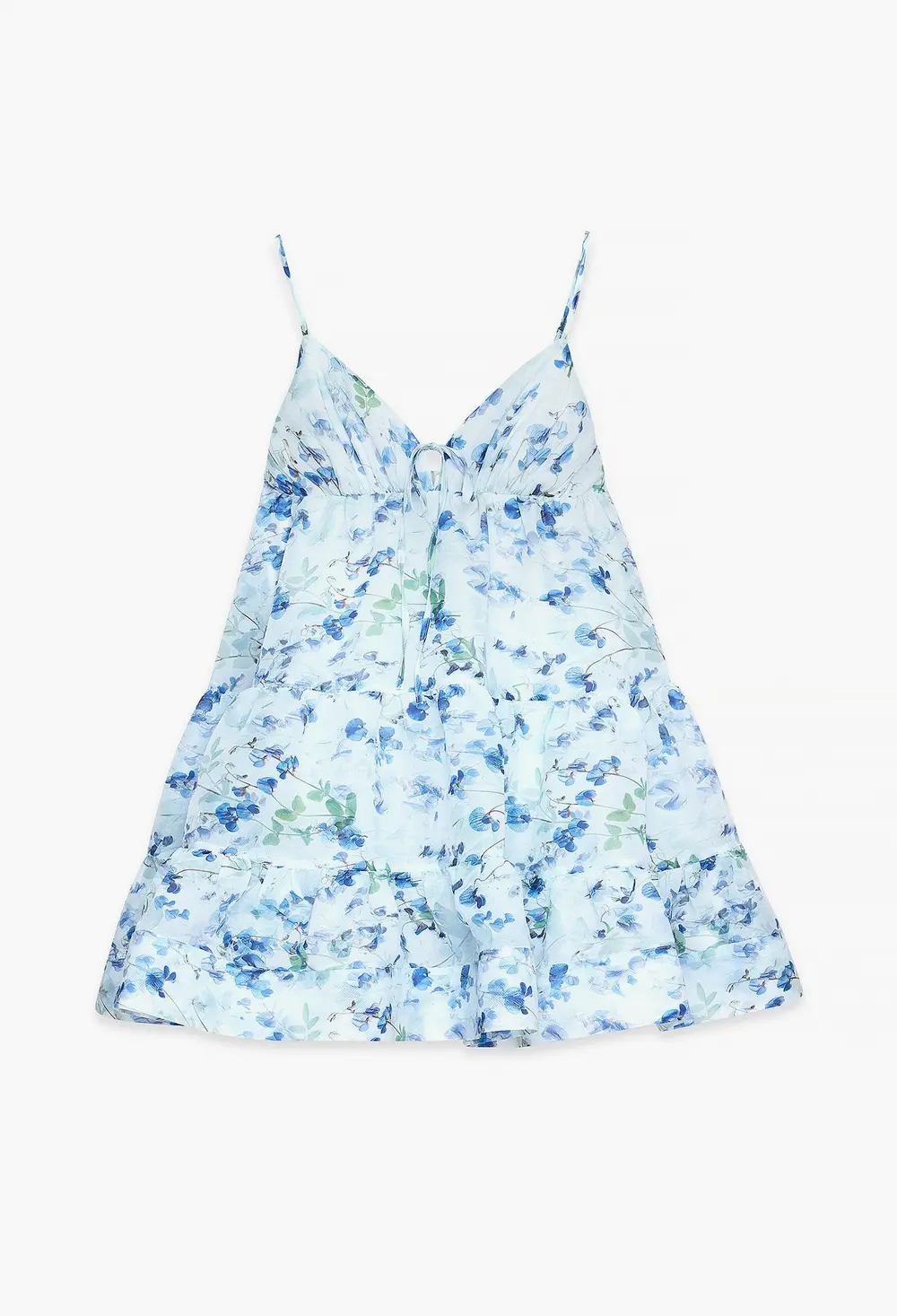 Organza Strap Mini Dress Blue
