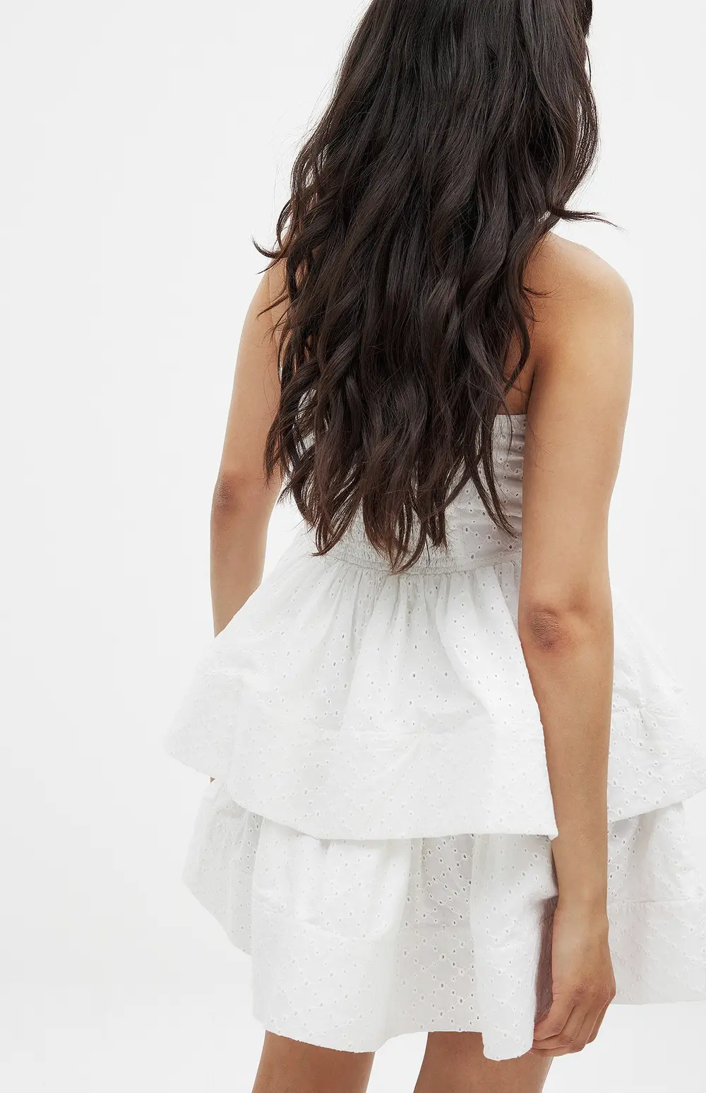 Anglaise Flounce Mini Dress White