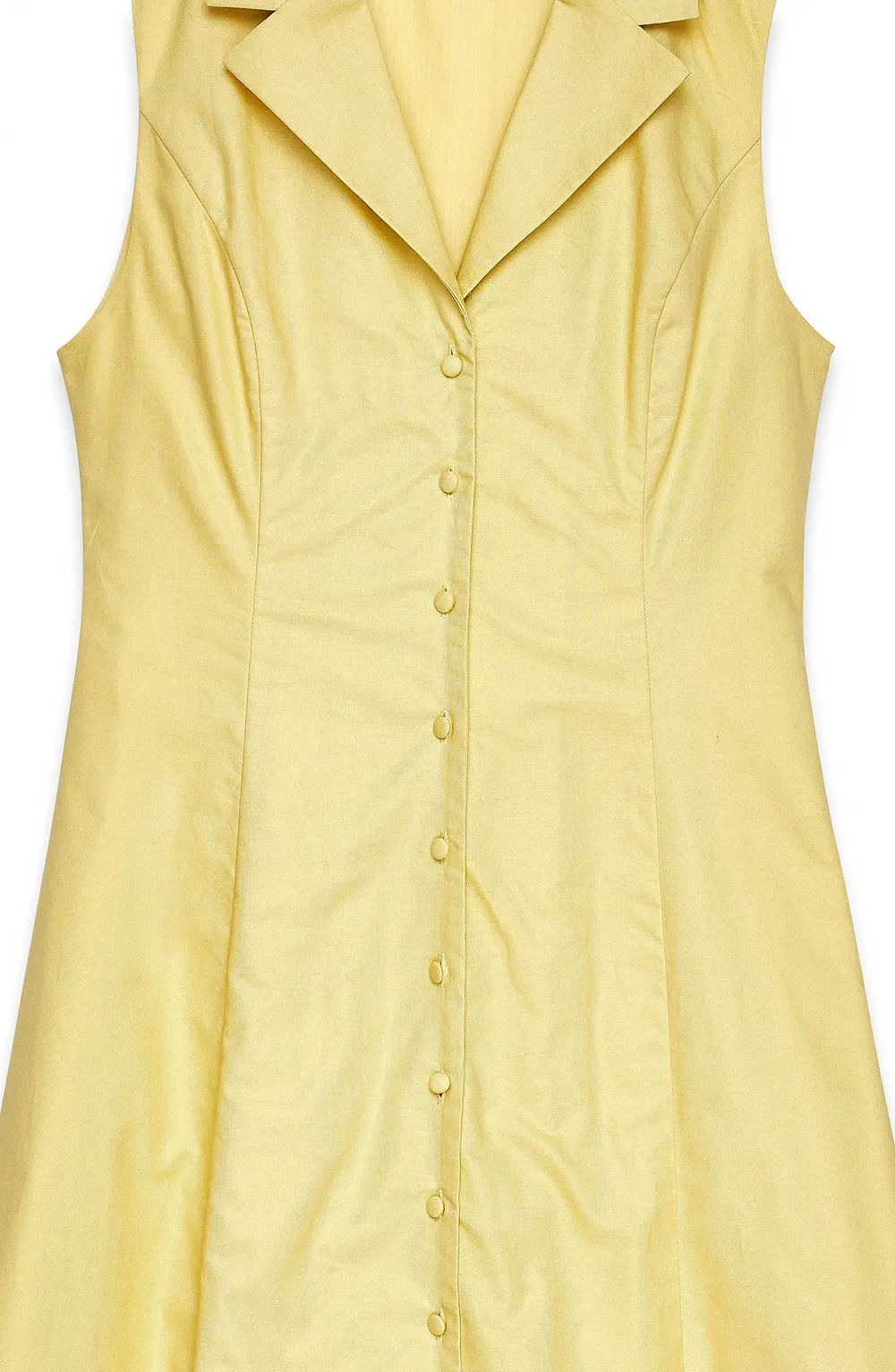 Cotton Buttoned Midi Dress Yellow
