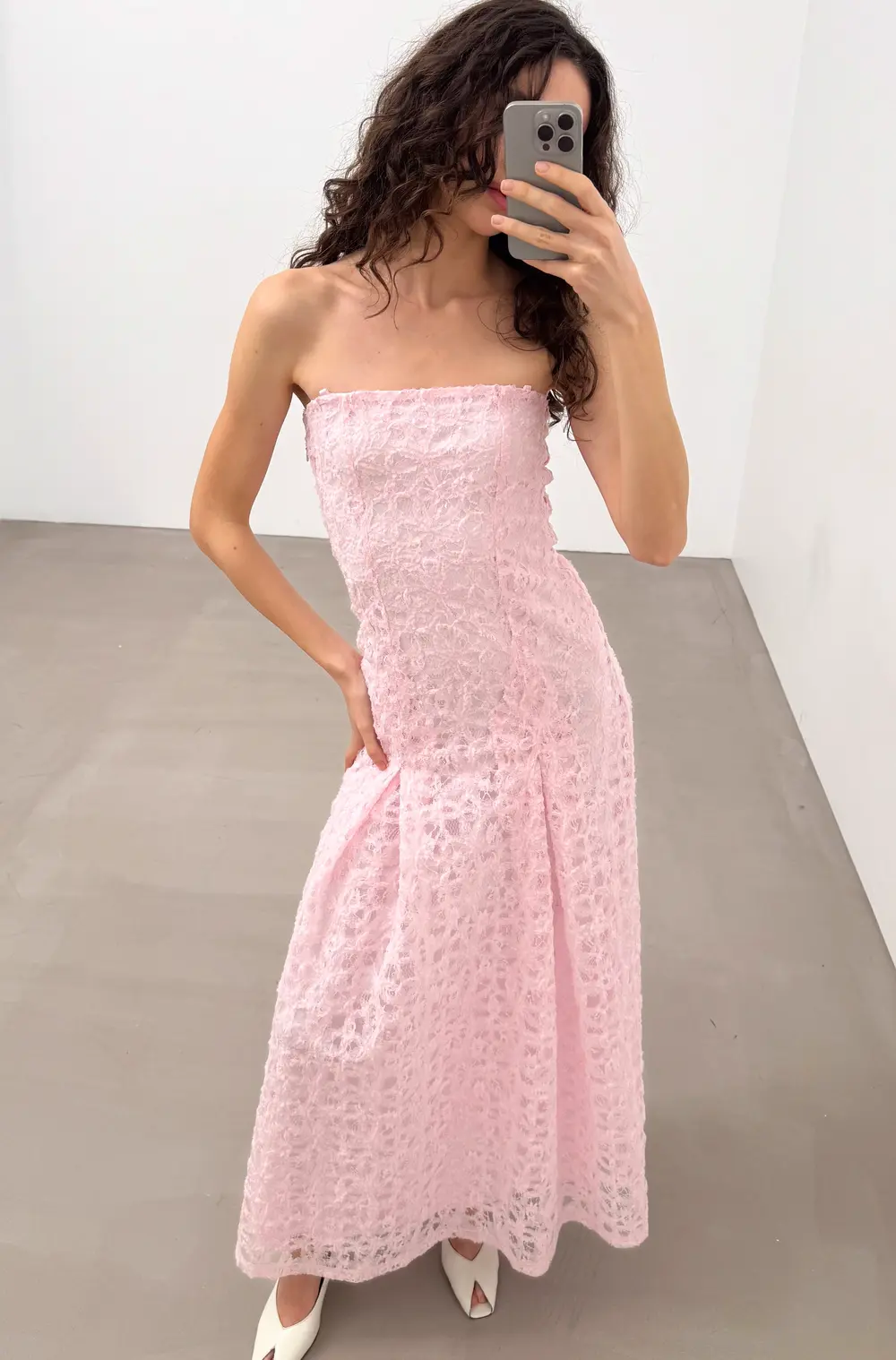 Applique Volume Maxi Gown Pink