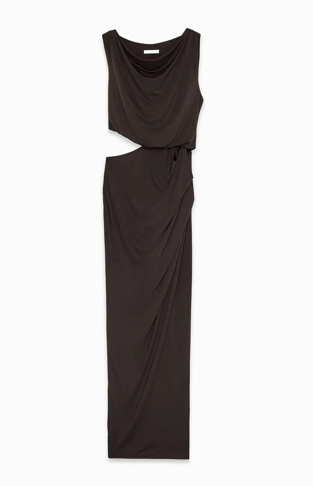 Cut Out Detail Midi Dress Brown
