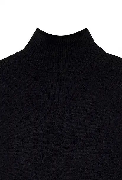 Knitted Wool Blend Sculptural Midi Dress Black