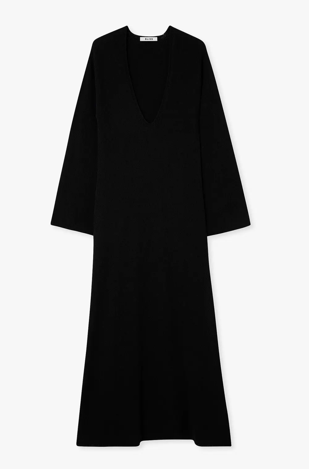 Deep V-neck Maxi Dress Black