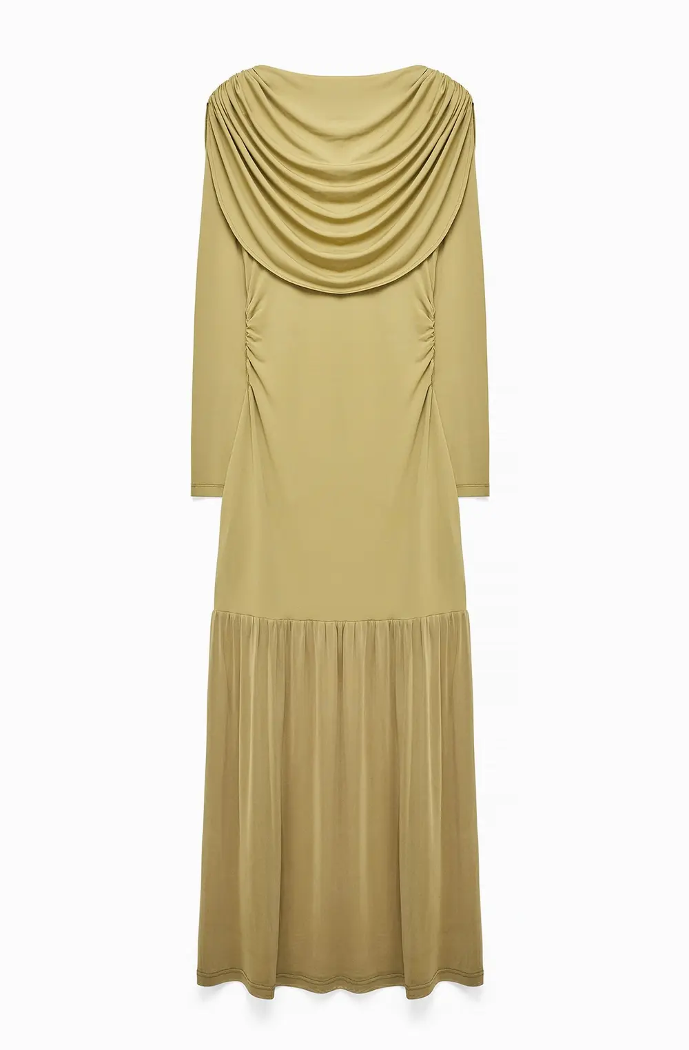 Draped Waterfall Maxi Dress Green