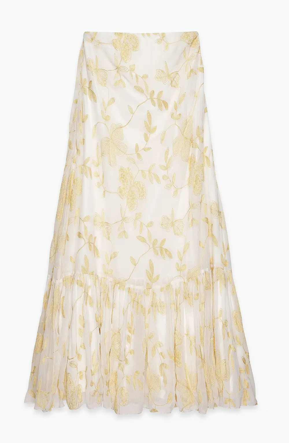 Embroidered Chiffon Bandeau Maxi Dress Flower