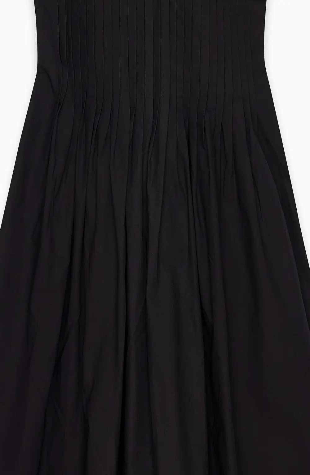 Cotton Pintuck Midi Dress Black