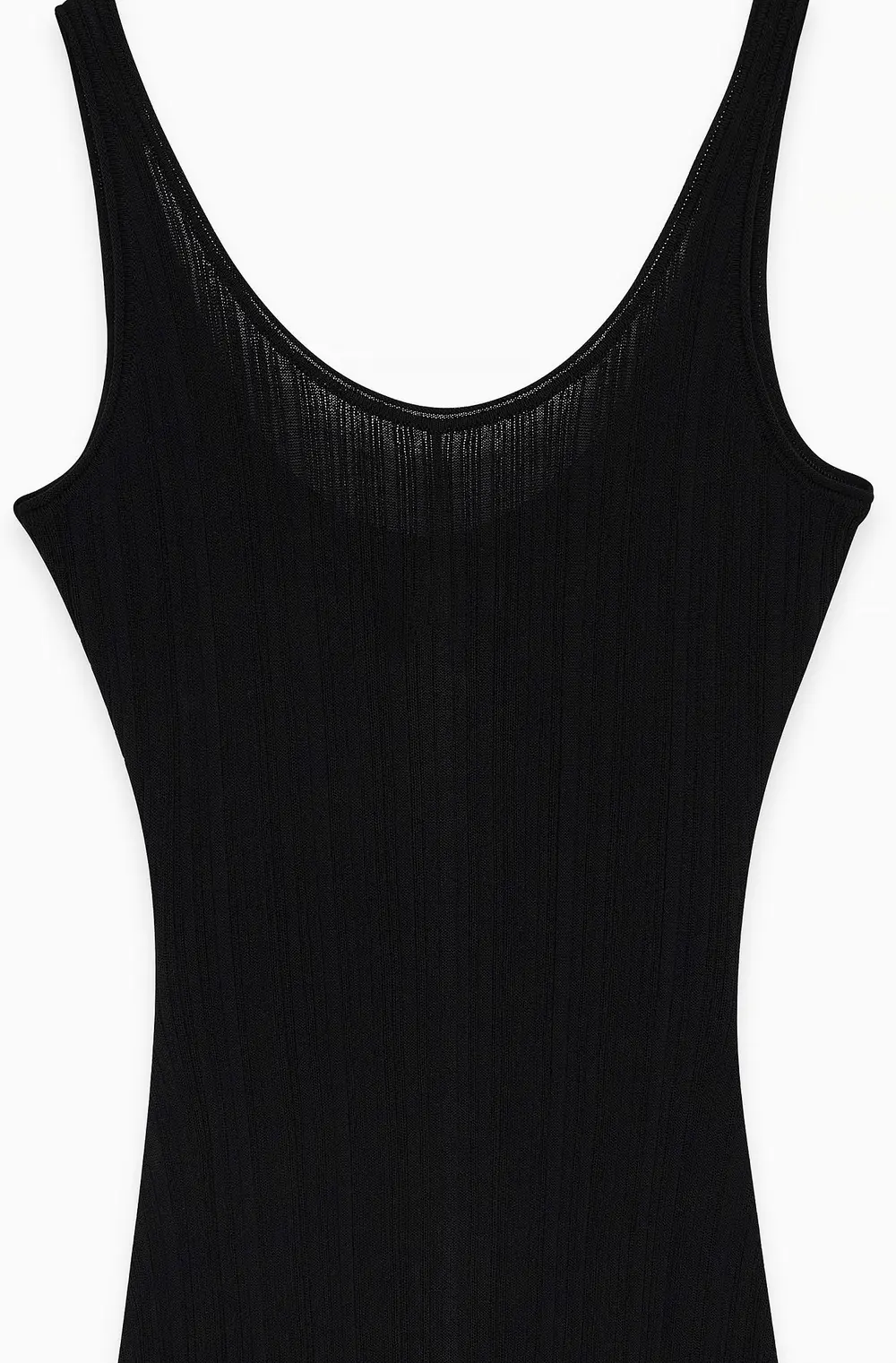 Knitted Scoop Neck Frill Maxi Dress Black