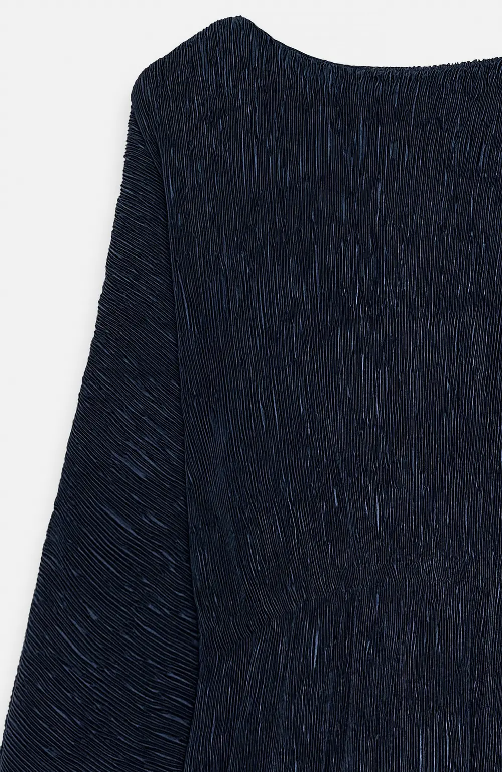 Plisse Boat Neck Maxi Dress Navy