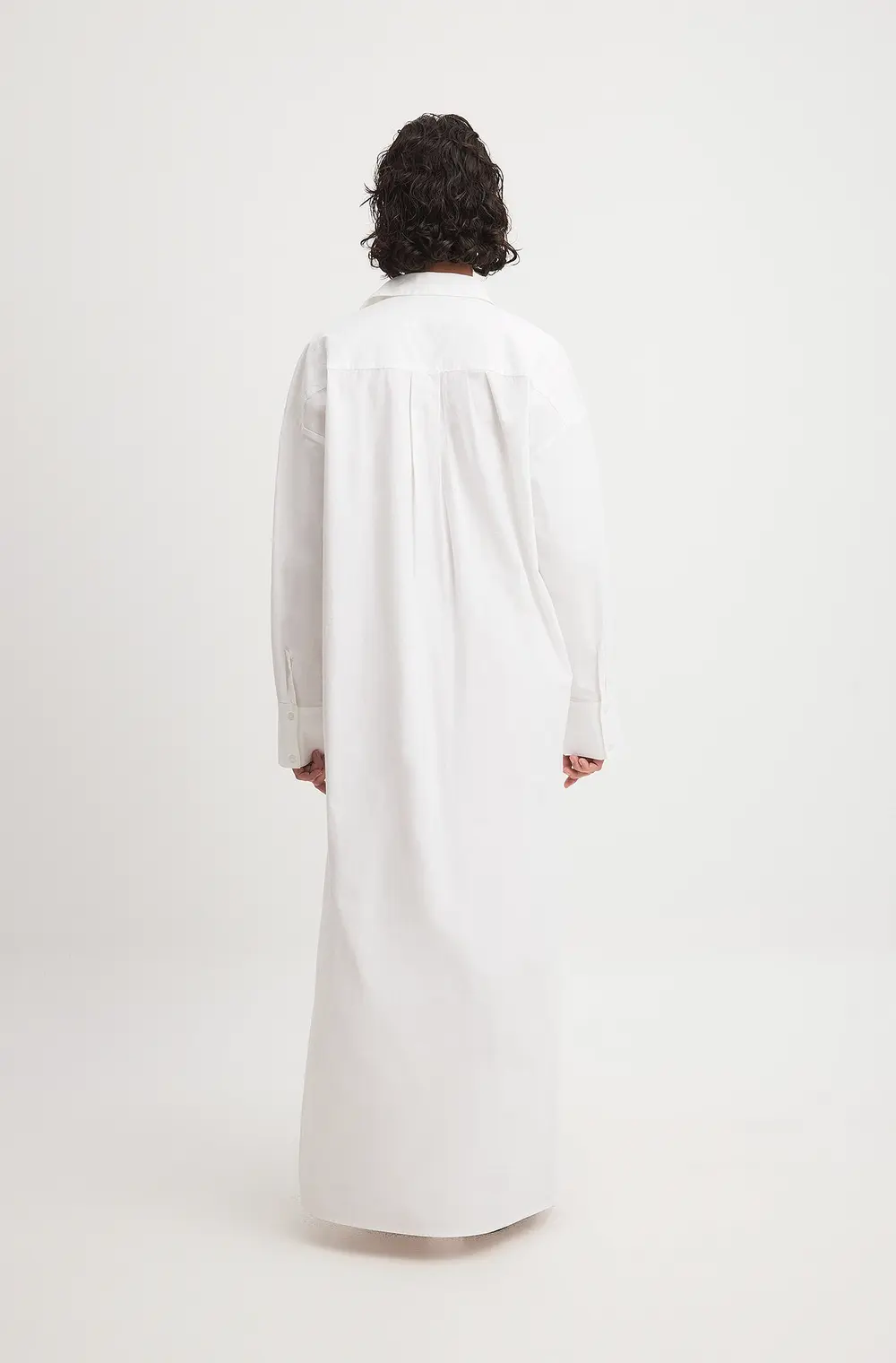 Cotton Maxi Shirt Dress White