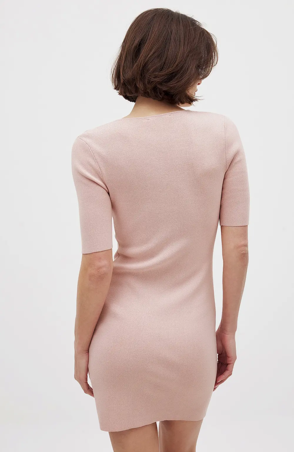 Knitted Button Mini Dress Pink