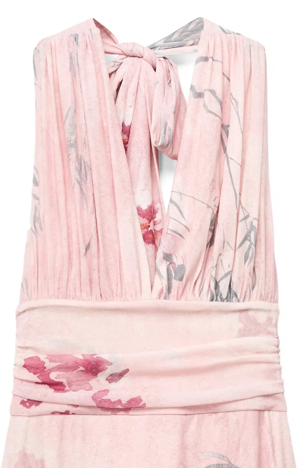 Halterneck Tie Maxi Dress Flower