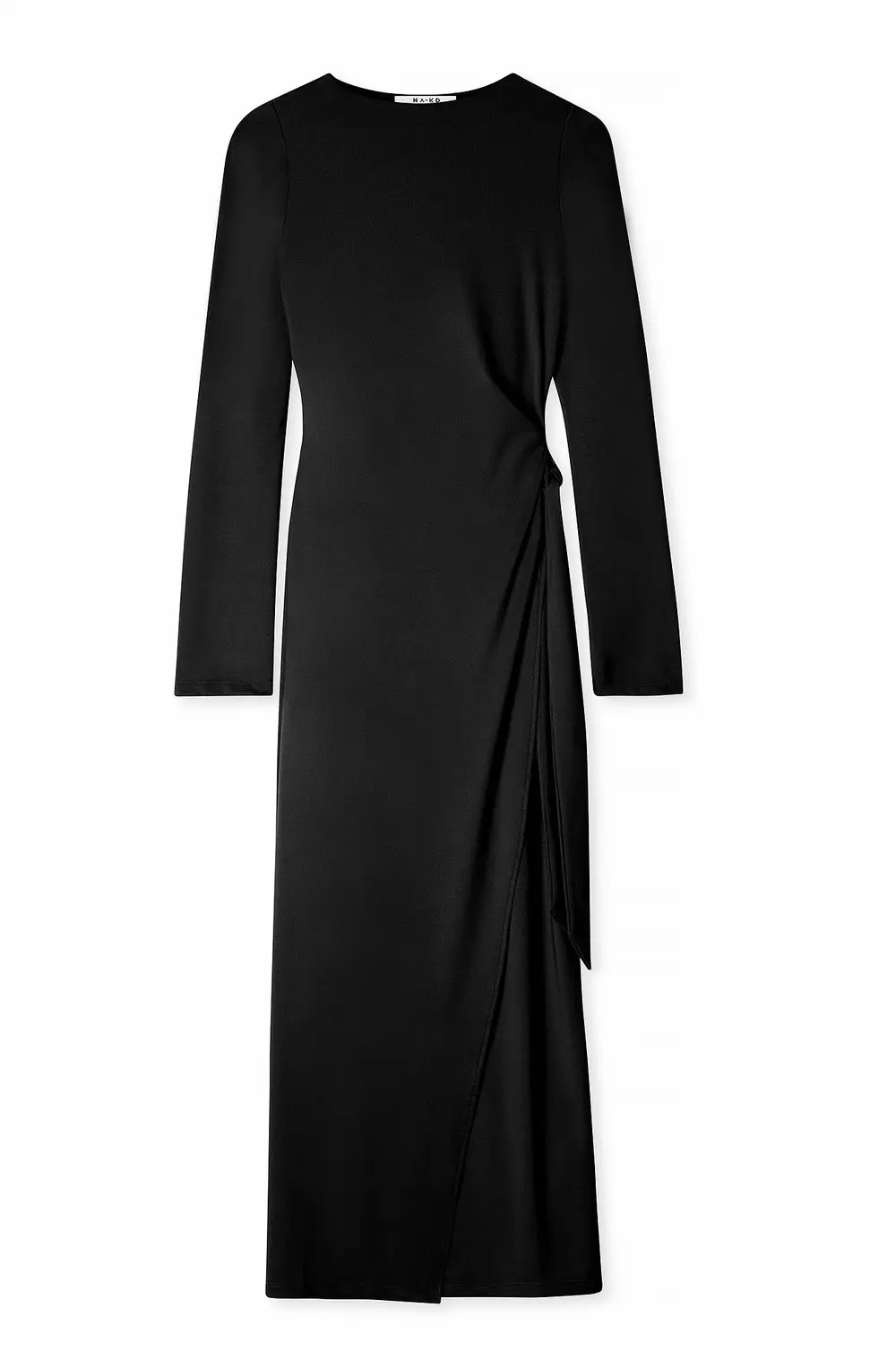 Overlap Midi Dress Black