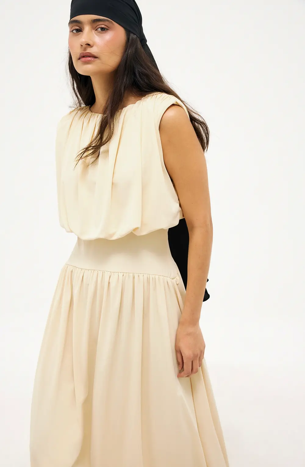 Contrast Waist Maxi Dress Yellow