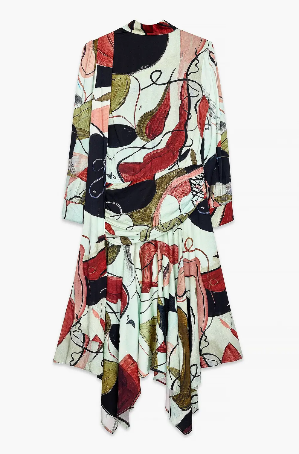 Printed Scarf Detail Dress Multicolor