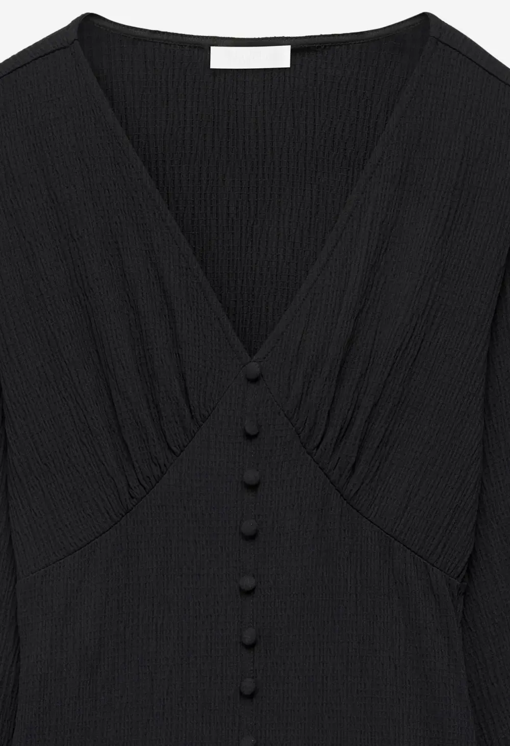 Balloon Sleeve Button Maxi Dress Black