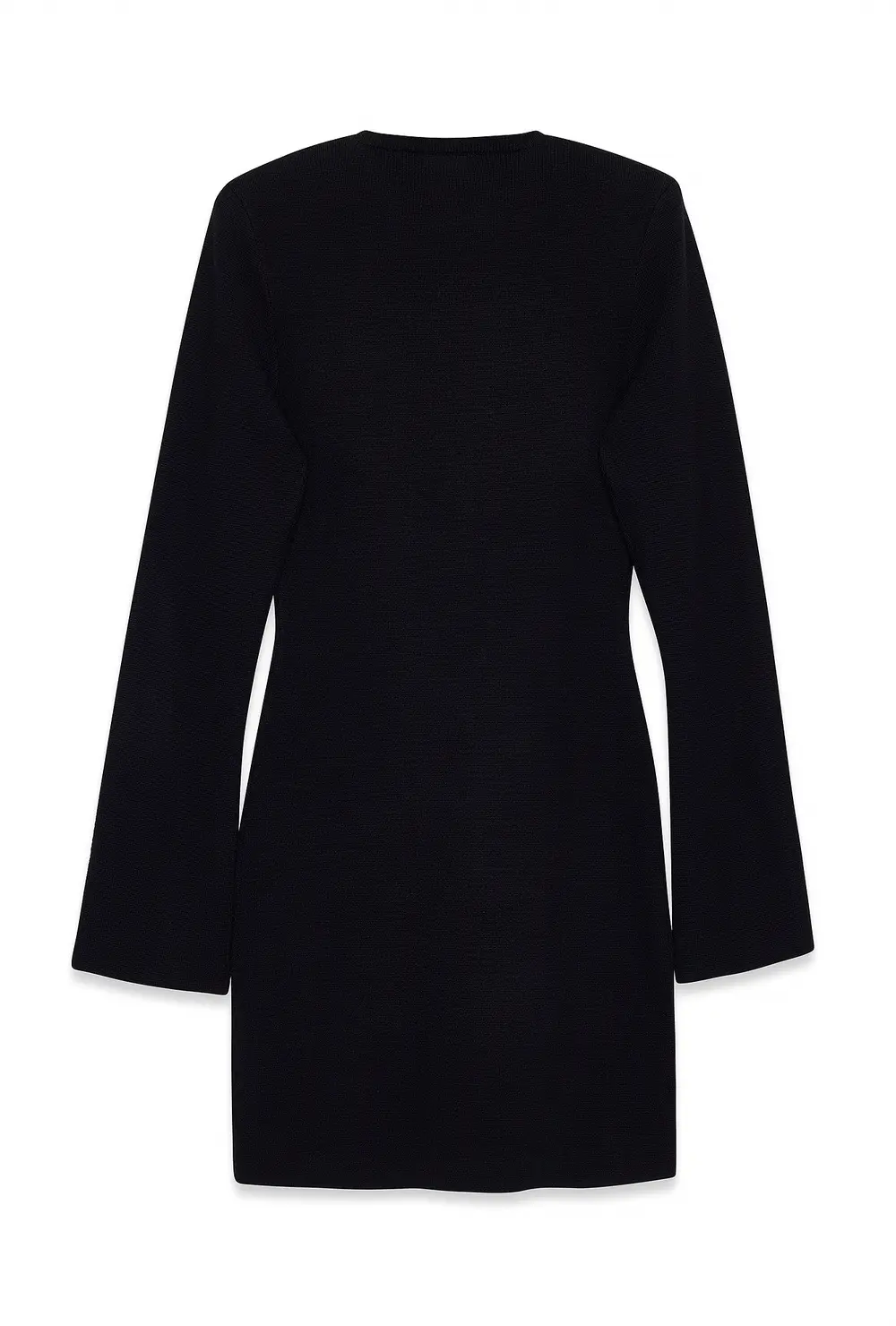 Knitted Padded Shoulder Mini Dress Black
