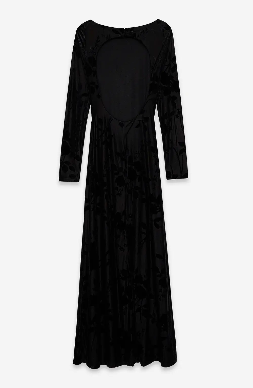Long Sleeve Open Back Maxi Dress Black