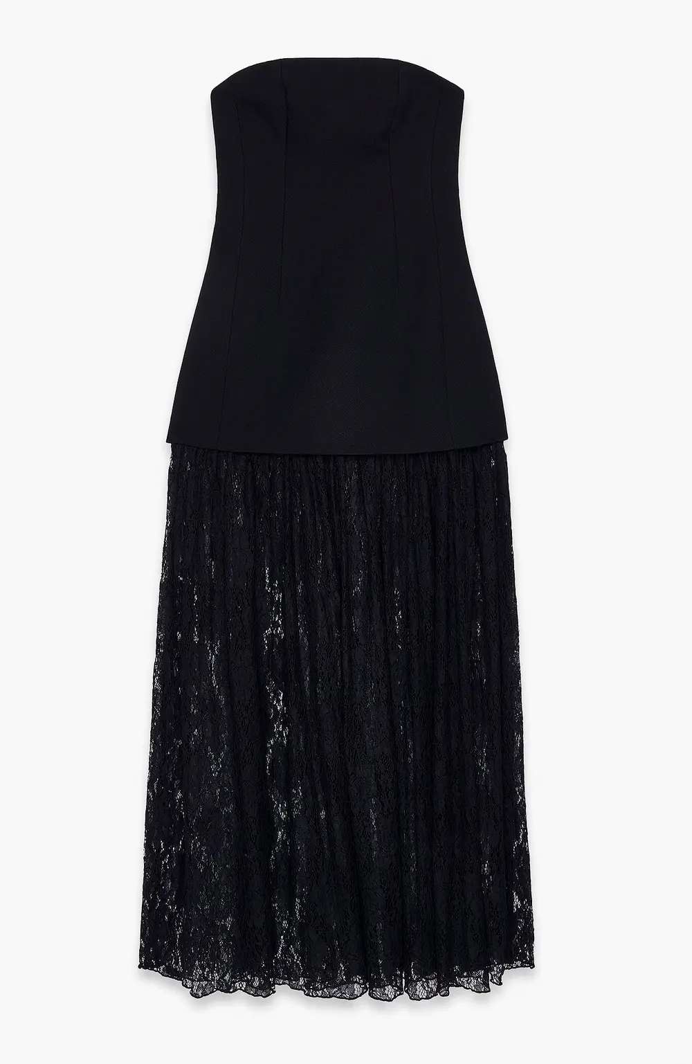 Bandeau Sculptural Lace Skirt Dress Black