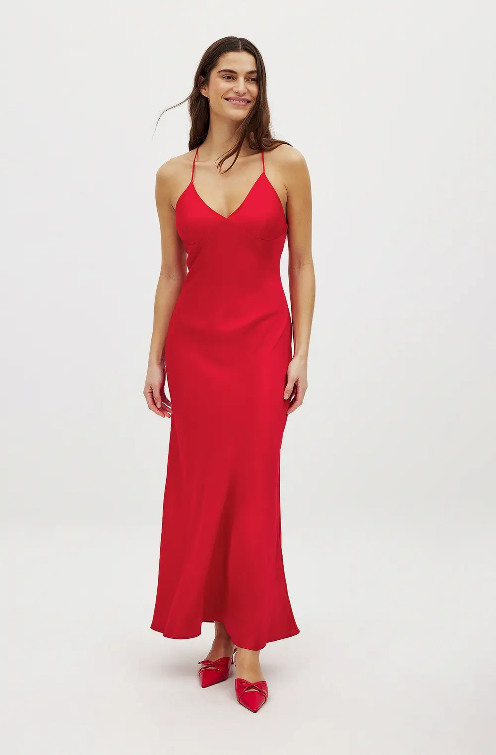 Satin Slip Dress Red