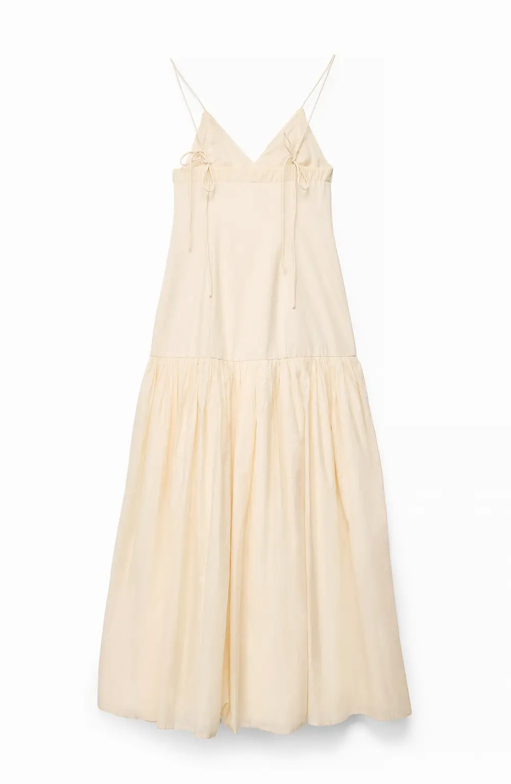 Gathered Strap Dress Beige
