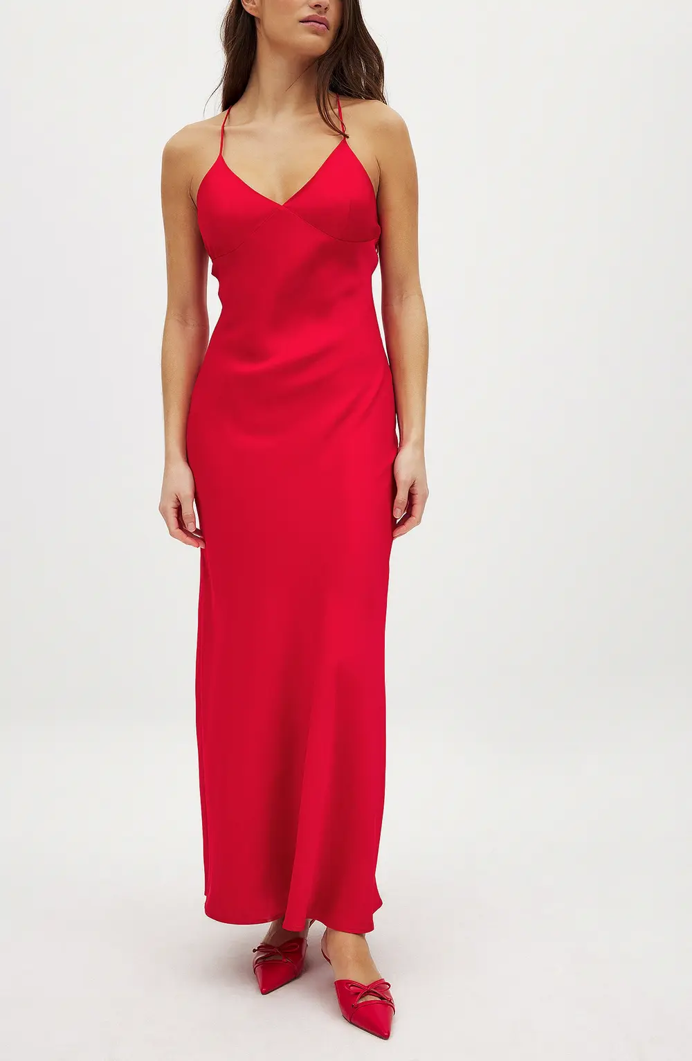 Satin Slip Dress Red