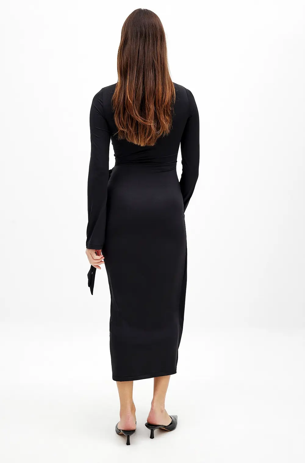Overlap Midi Dress Black