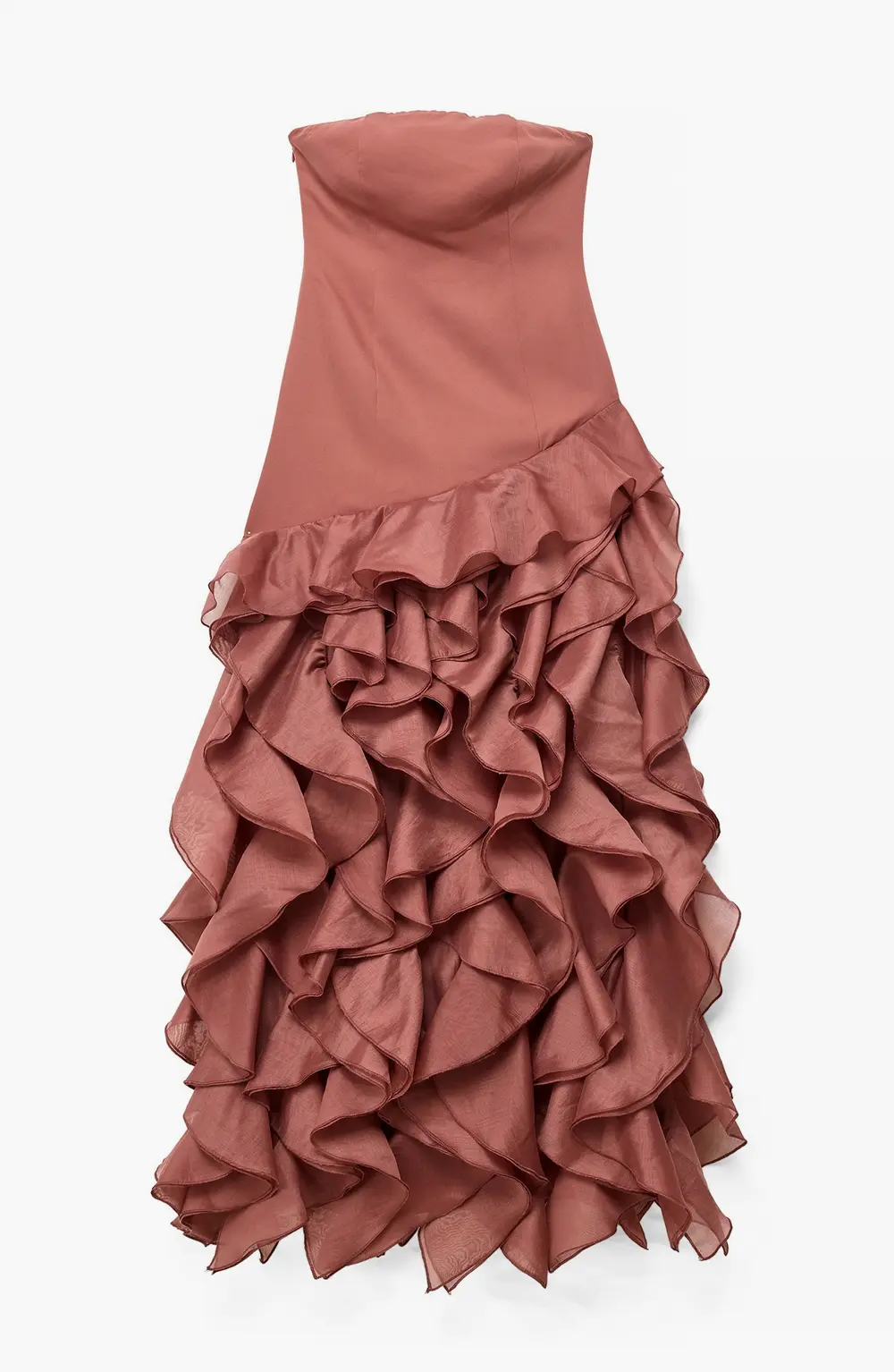 Fitted Ruffle Hem Maxi Dress Pink