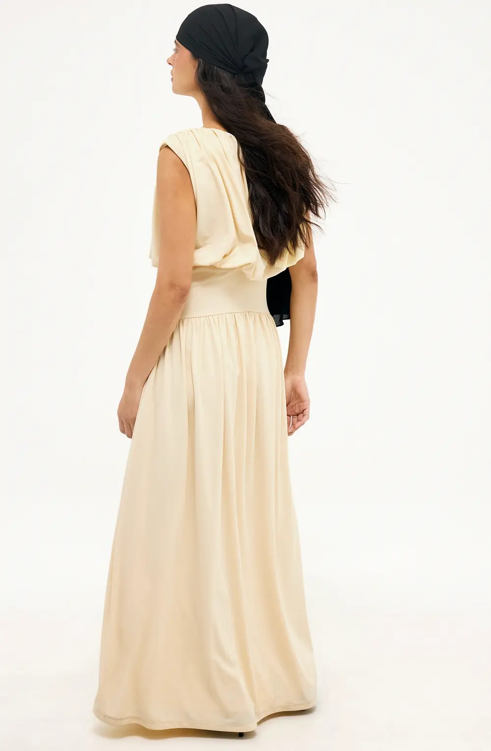 Contrast Waist Maxi Dress Yellow