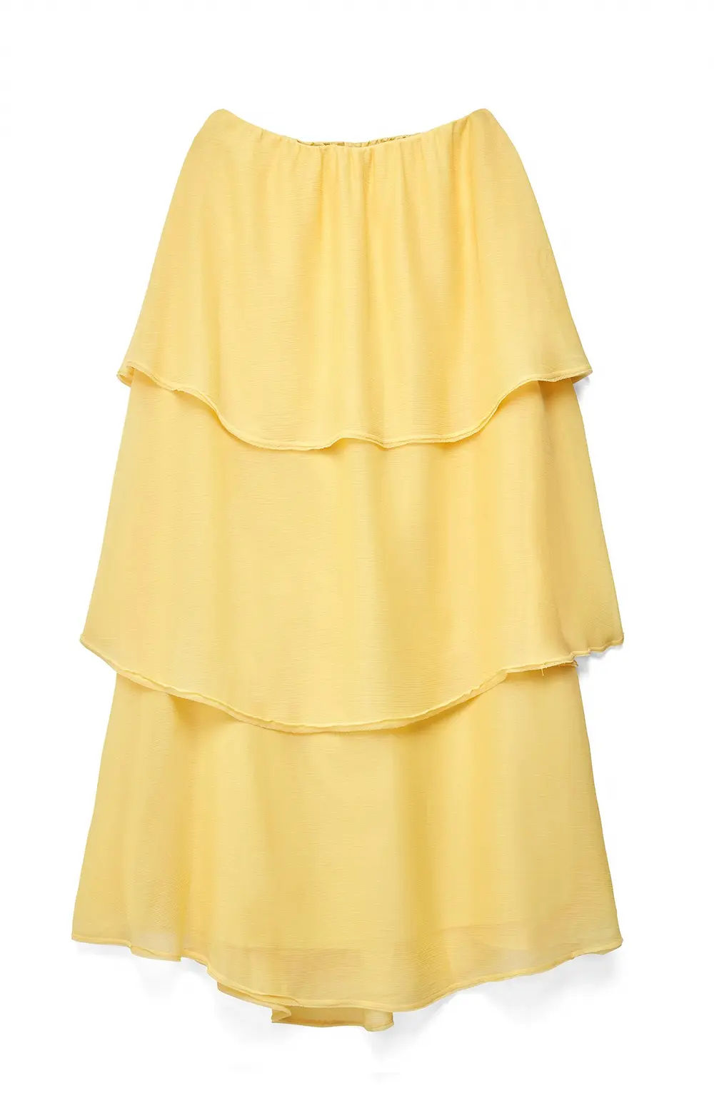 Bandeau Tiered Volume Maxi Dress Yellow
