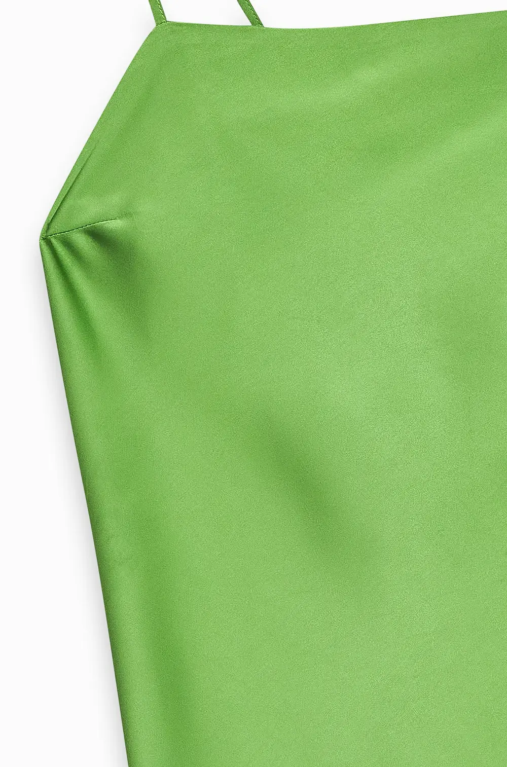 Satin Asymmetric Back Midi Dress Green