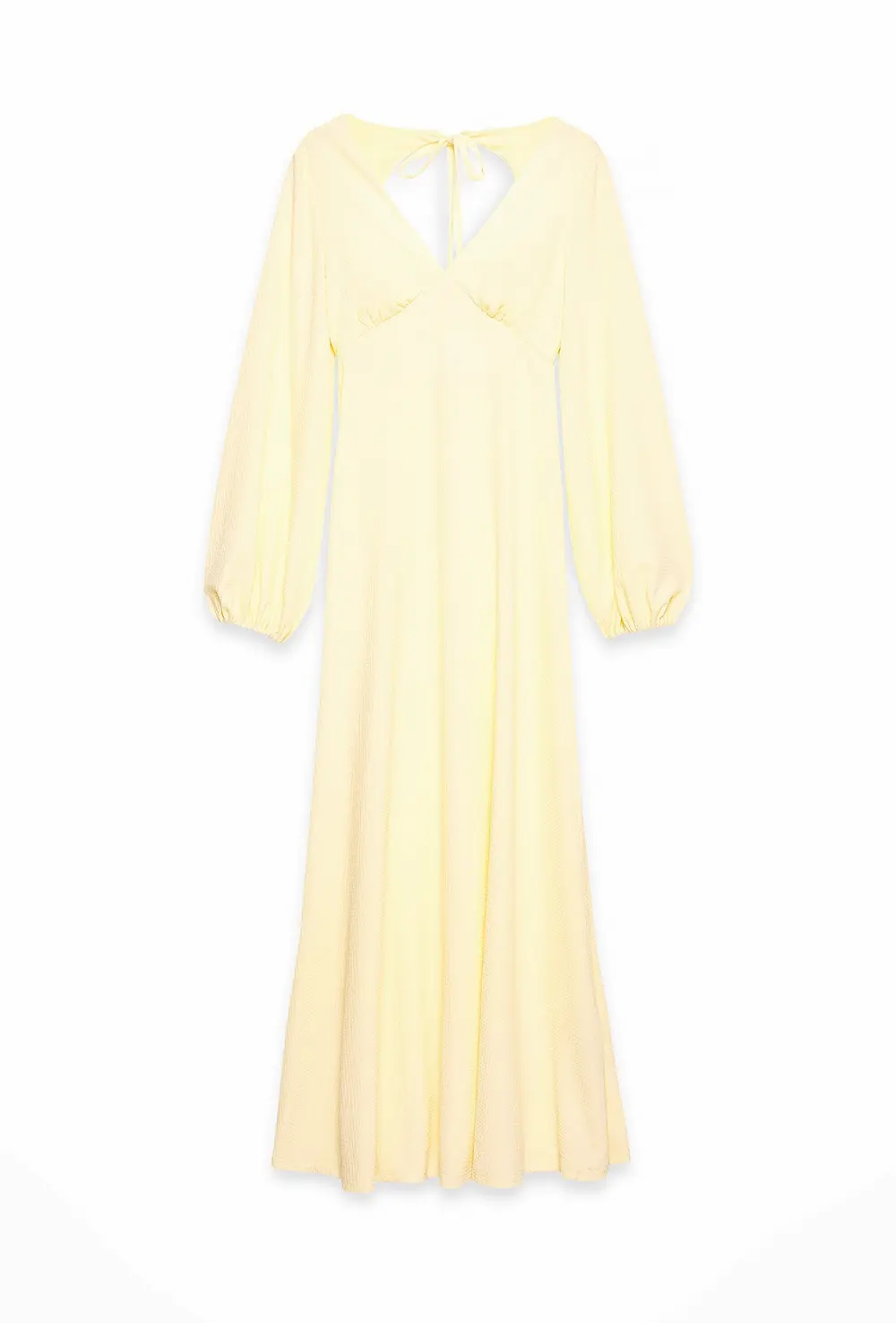 Balloon Sleeve Open Back Maxi Dress Yellow