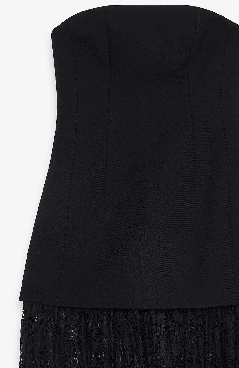Bandeau Sculptural Lace Skirt Dress Black