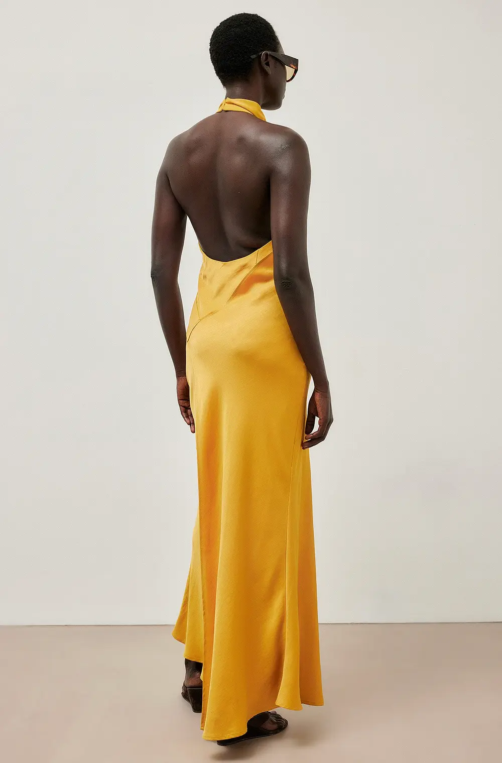 Halterneck Wrap Detail Maxi Dress Yellow