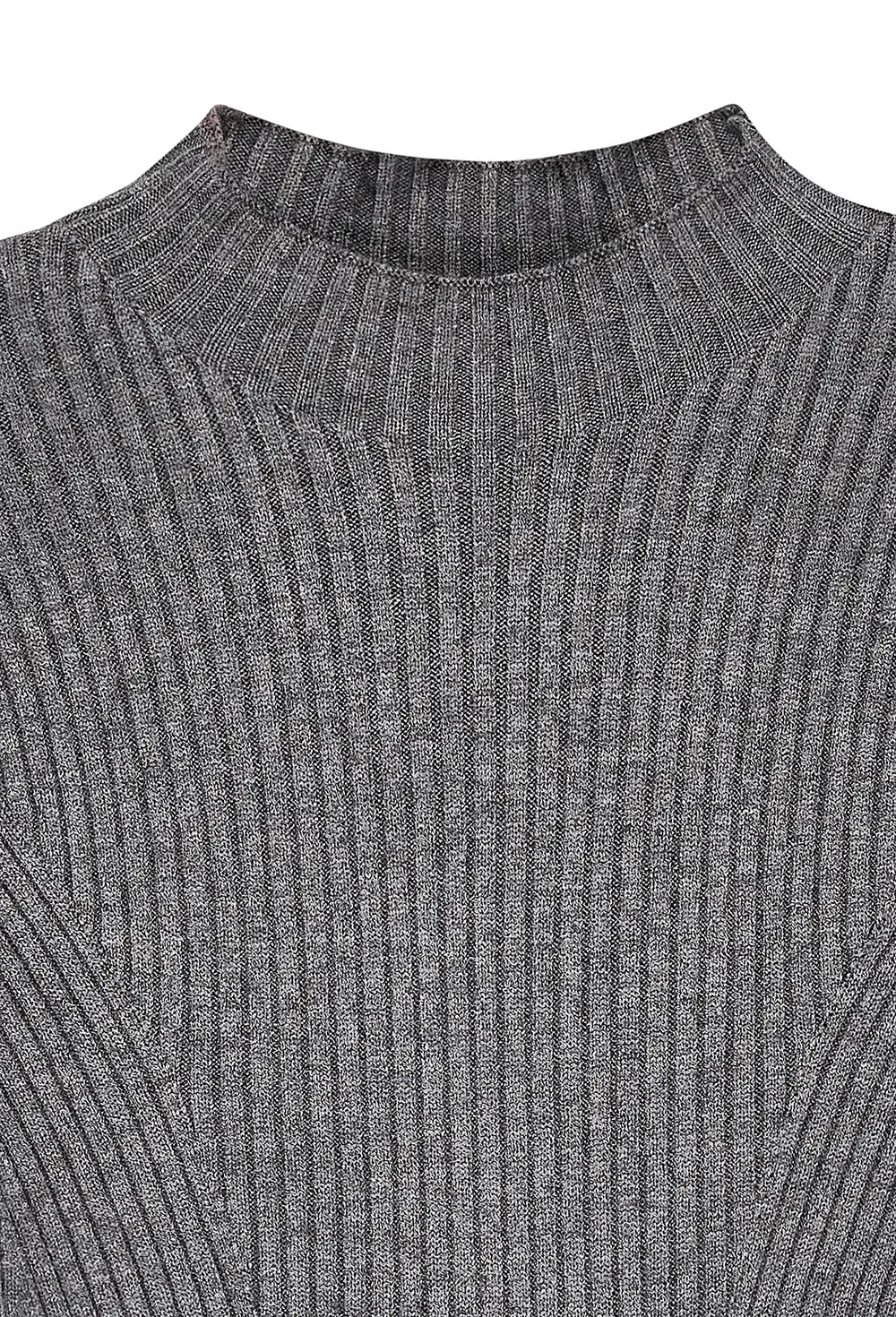 Knitted High Neck Flowy Mini Dress Grey