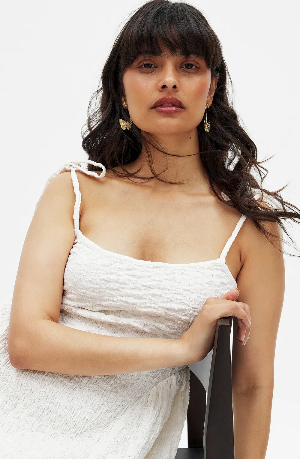 Tie Strap Midi Dress White